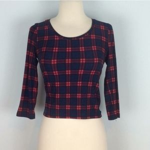 Holiday Plaid Crop Top Shirt